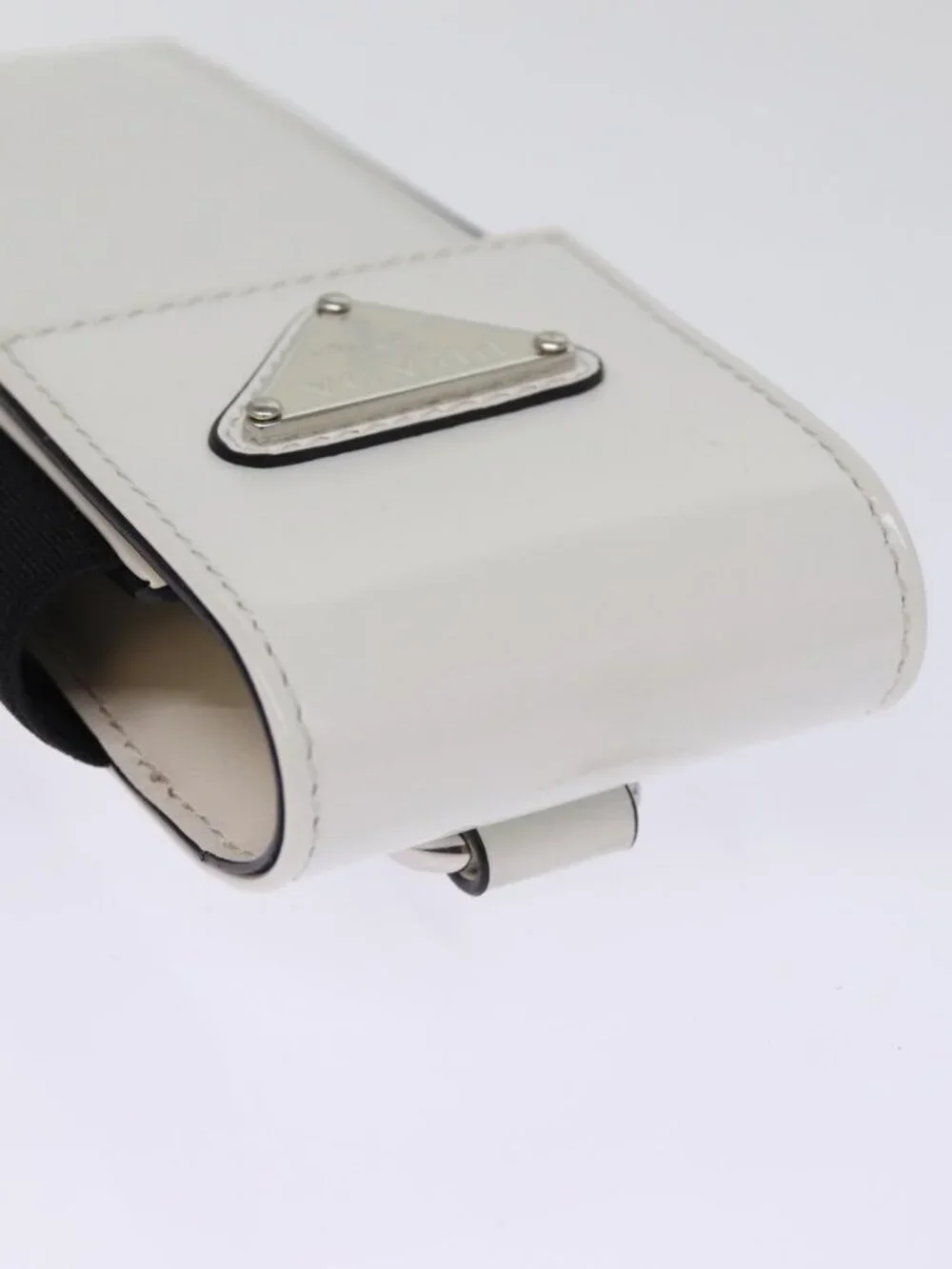 PRADA Cell Phone Case Patent leather White Auth 75214V